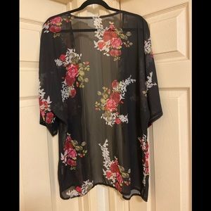 3/$45 - Black kimono with floral accent